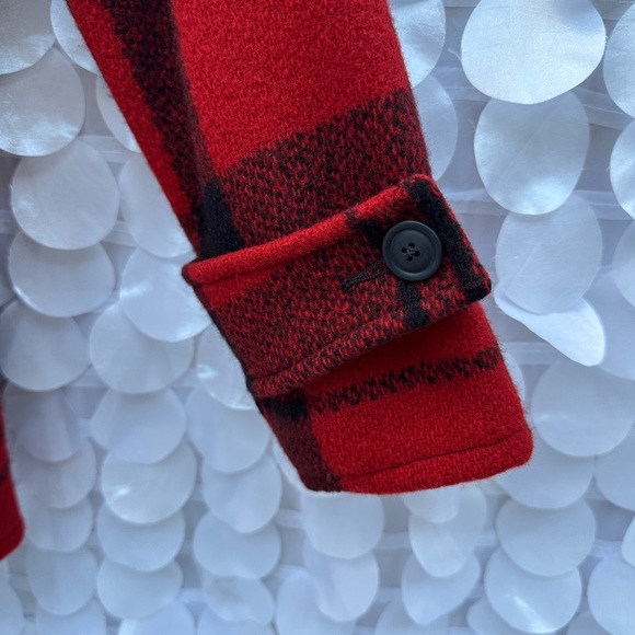 Ralph Lauren Double RL Mens Small 100% WOOL Red Black Buffalo plaid Coat - Picture 8 of 14